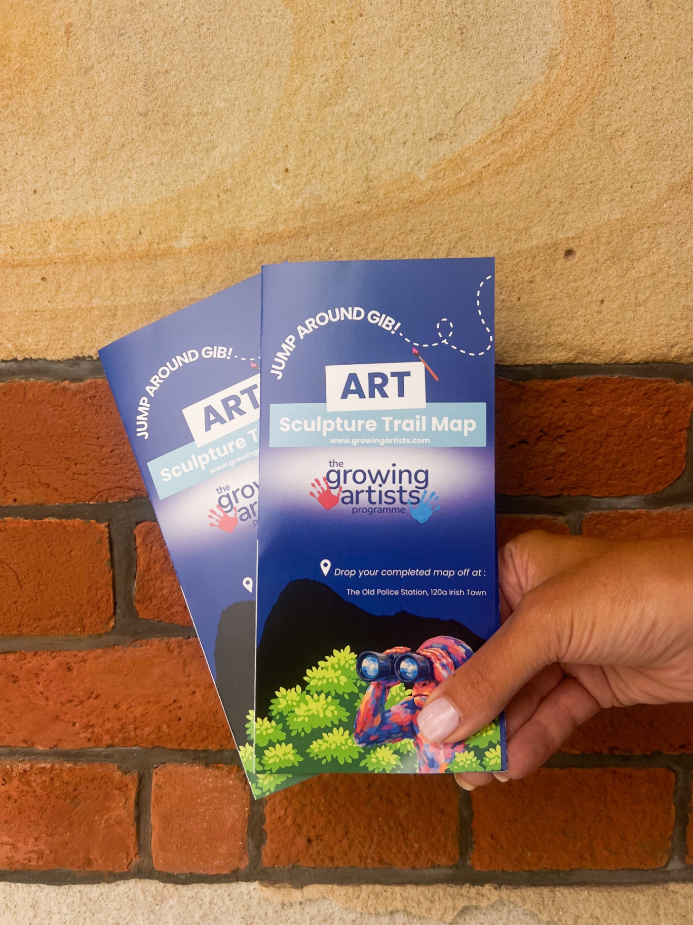 The Official Jump Around Gib Sculpture Trail Map pamphlet