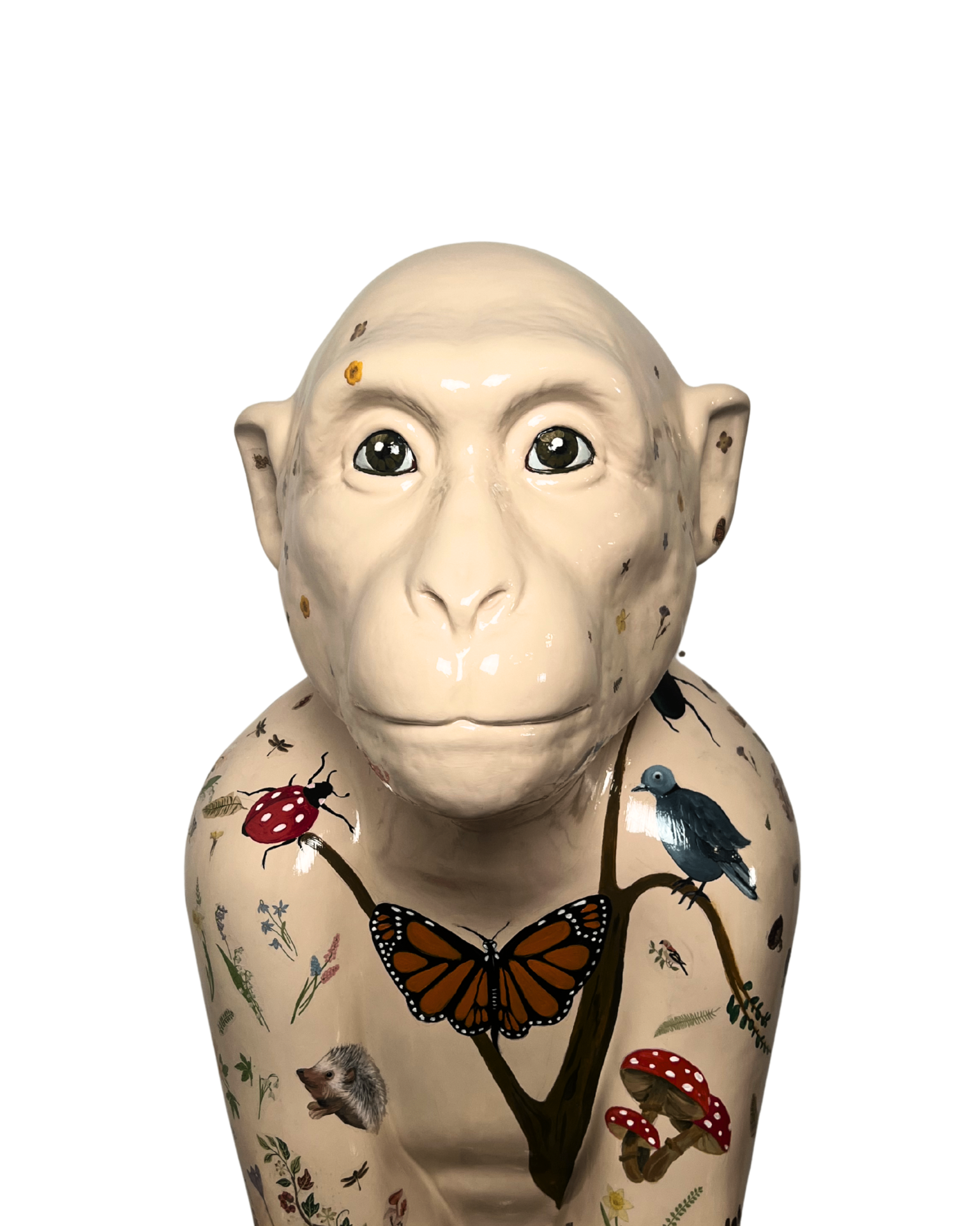 Forest Fifi — a Barbary Macaque sculpture decorated with woodland creatures, butterflies and plants